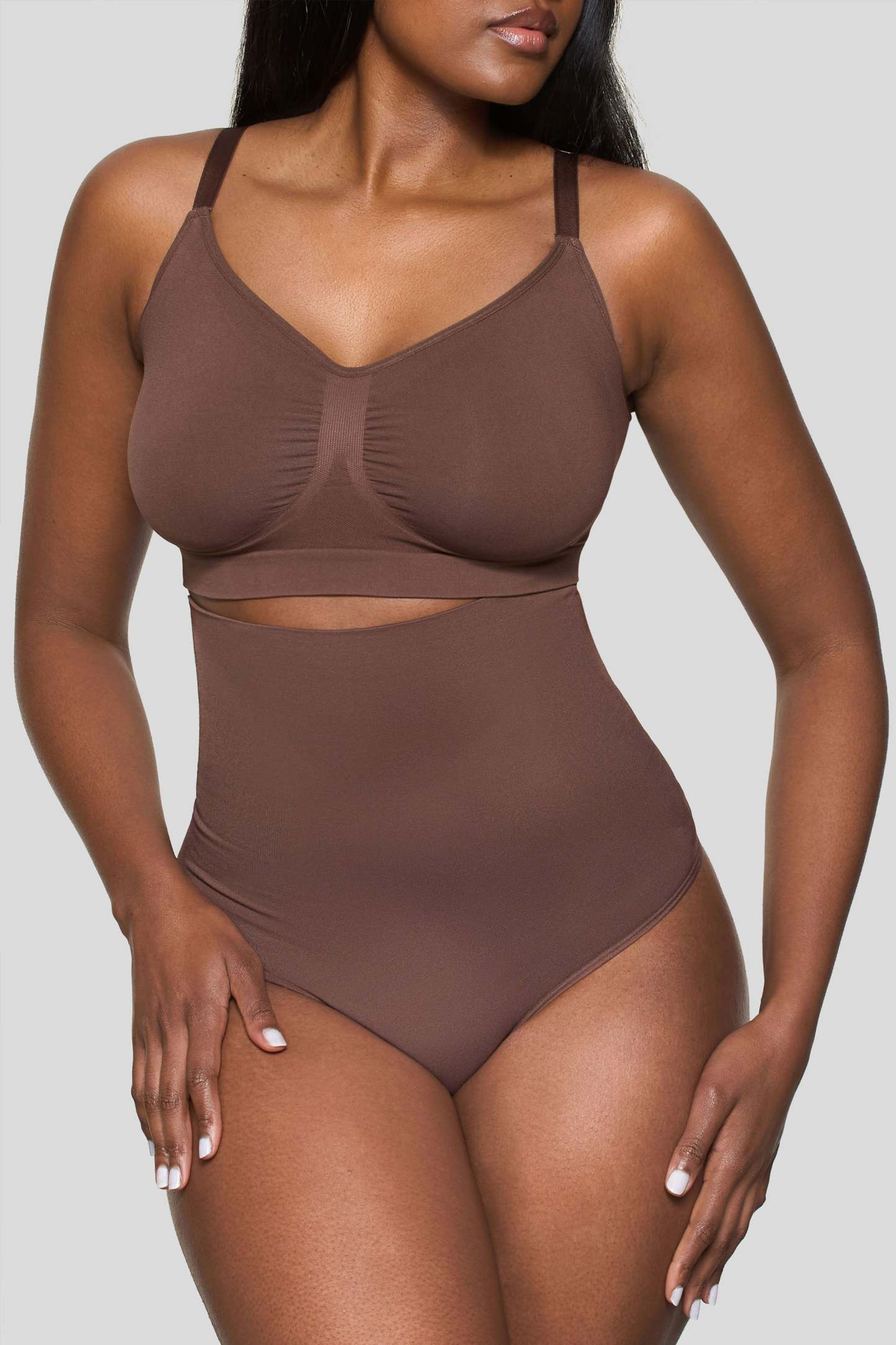 Cocoa High-Waisted Thong Shapewear