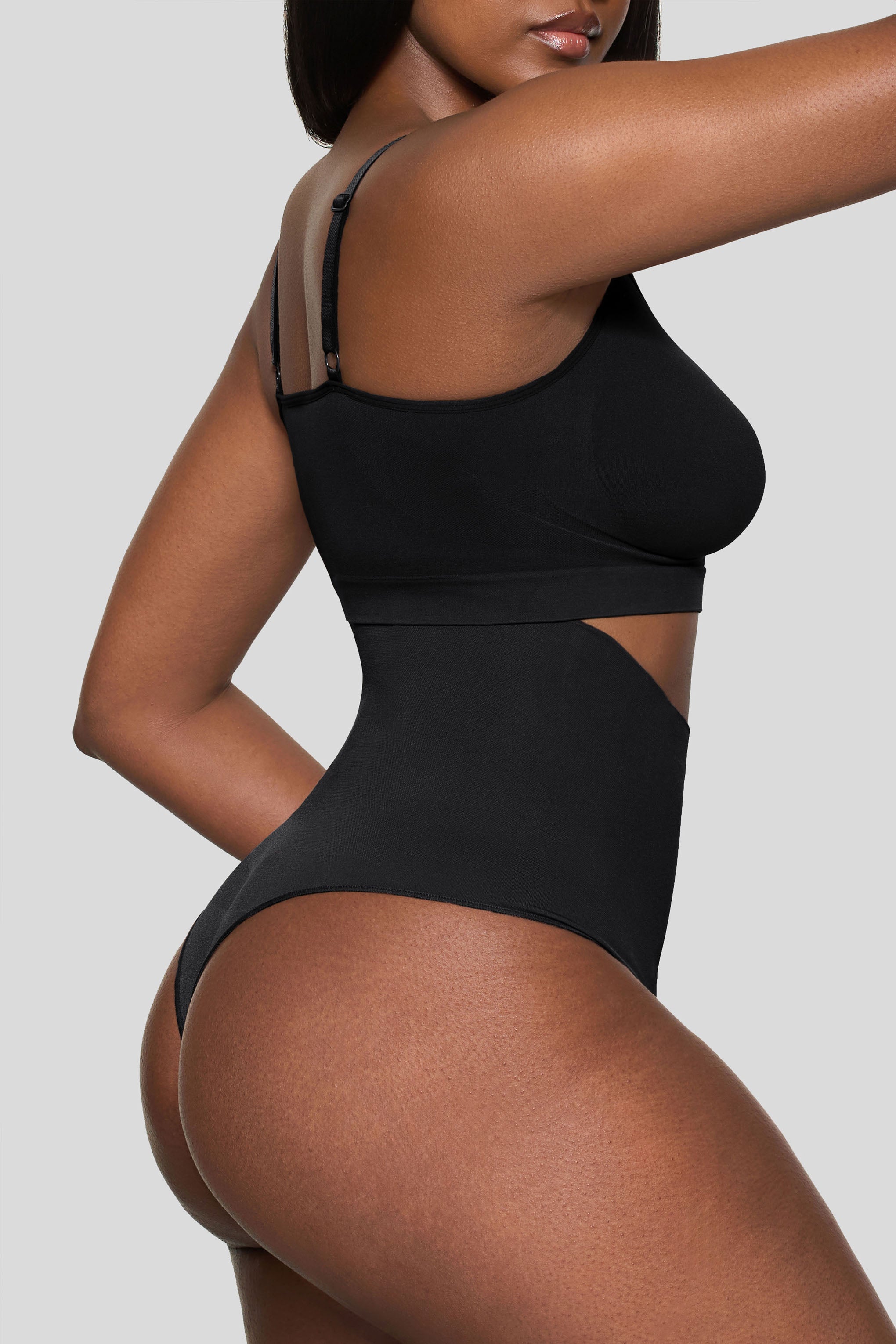 Black Short-Waisted Thong Shapewear