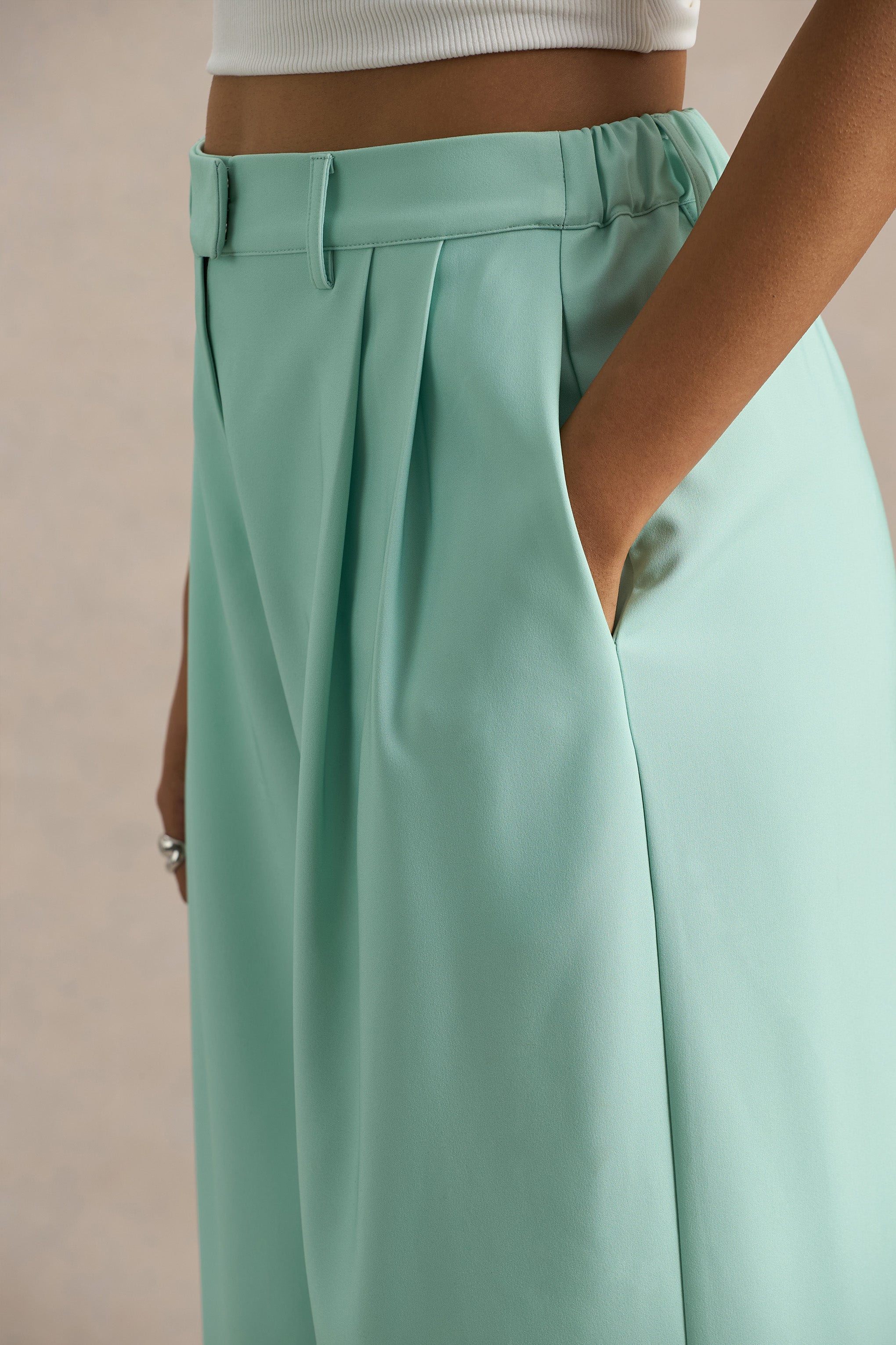 Emerald Ombre Satin Wide-Leg Trousers