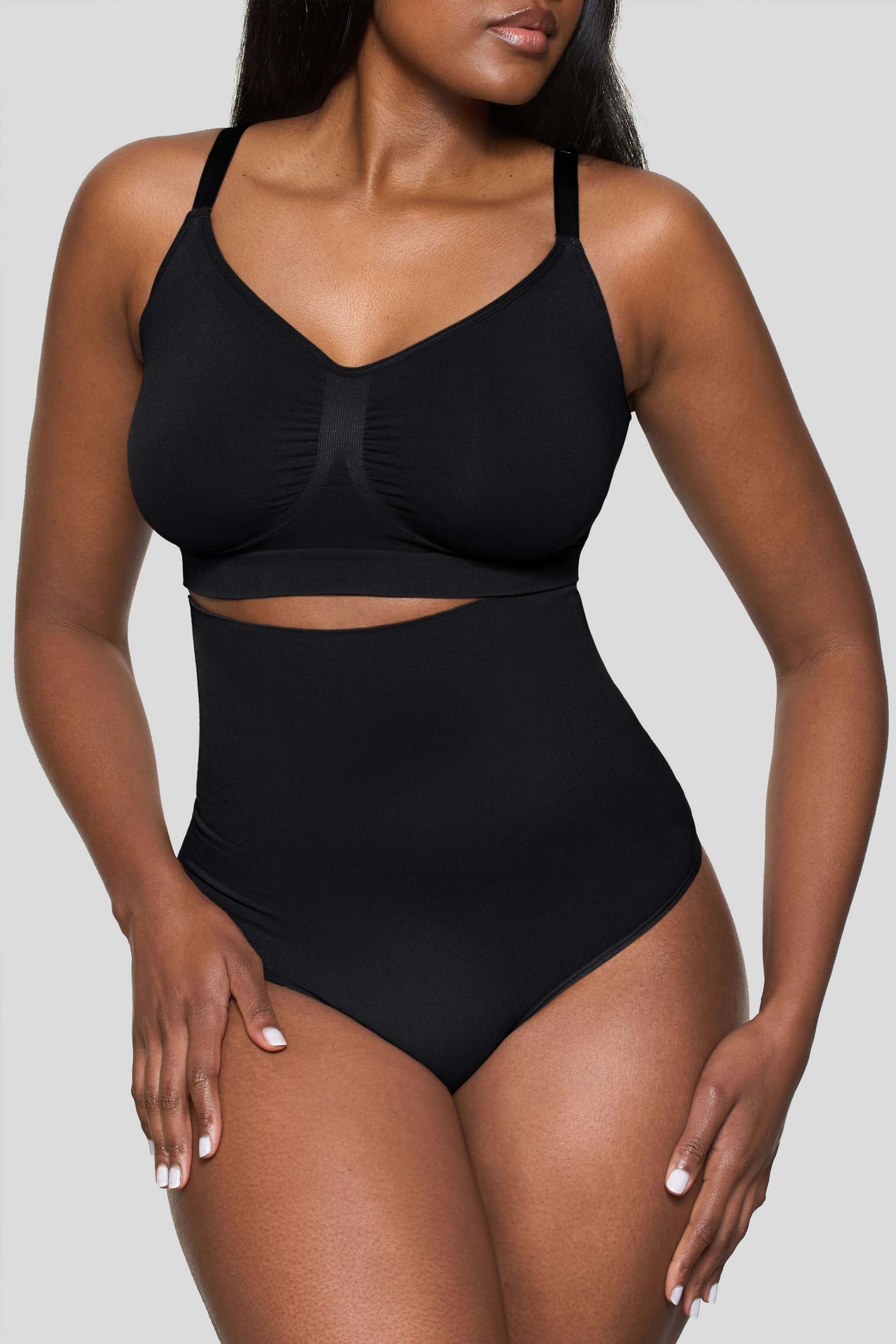 Black High-Waisted Thong Shapewear