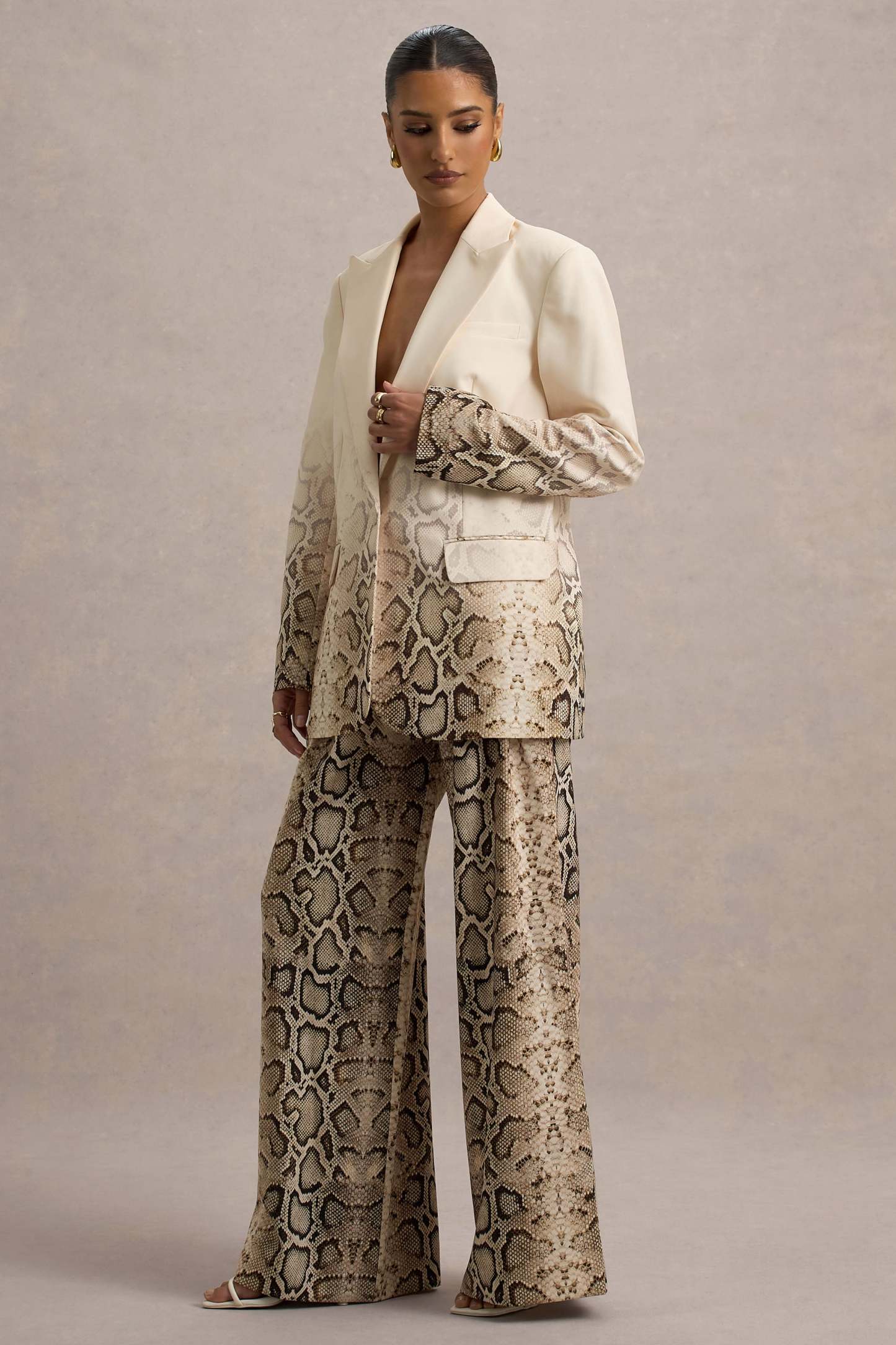 Shaniya | Snake Print Wide-Leg Trousers