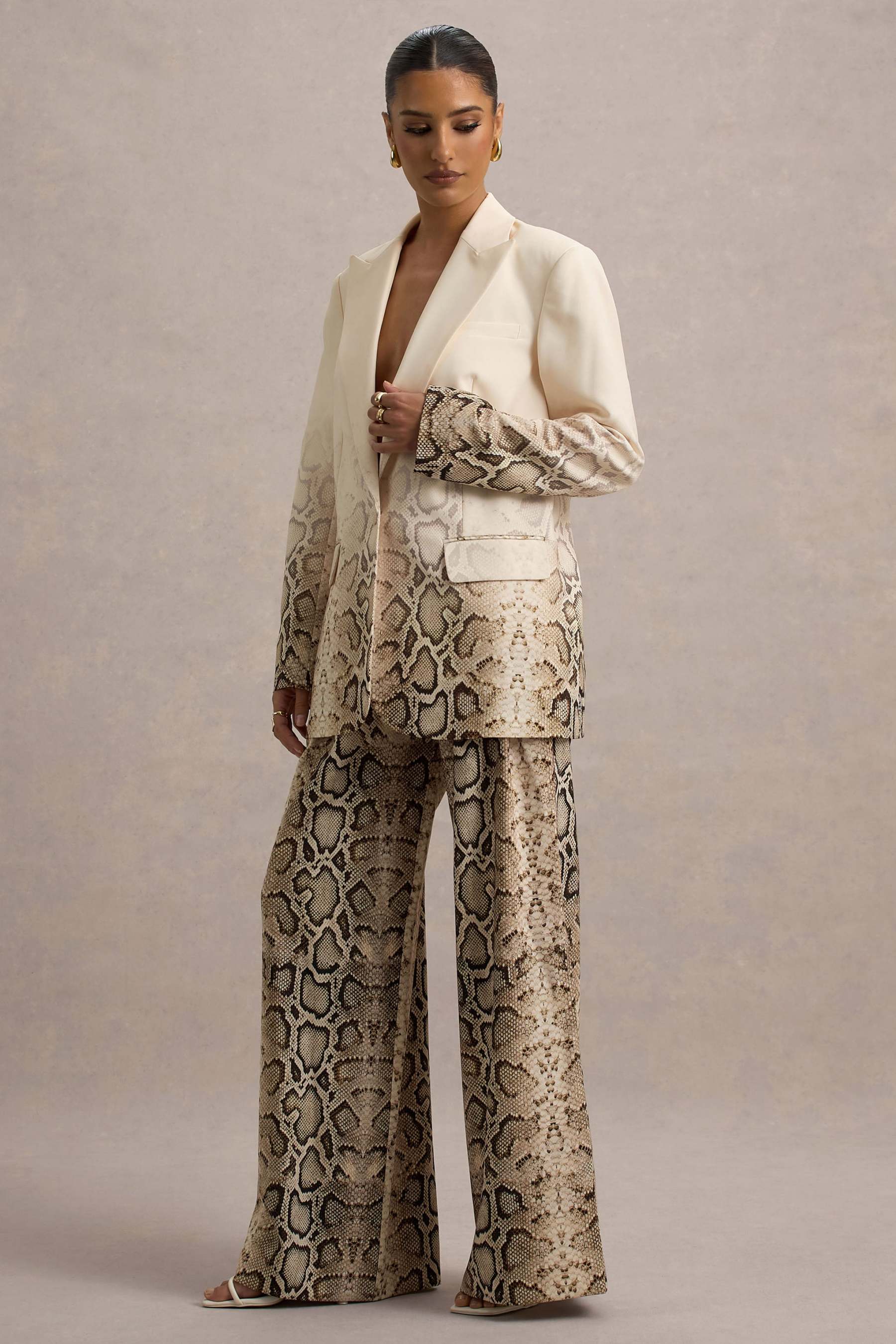 Shaniya | Snake Print Wide-Leg Trousers