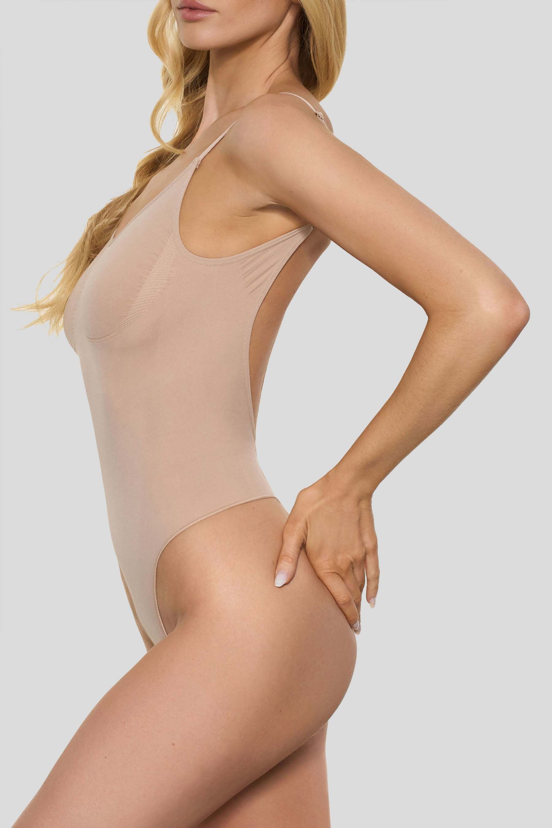 Beige Bodysuit Thong Shapewear