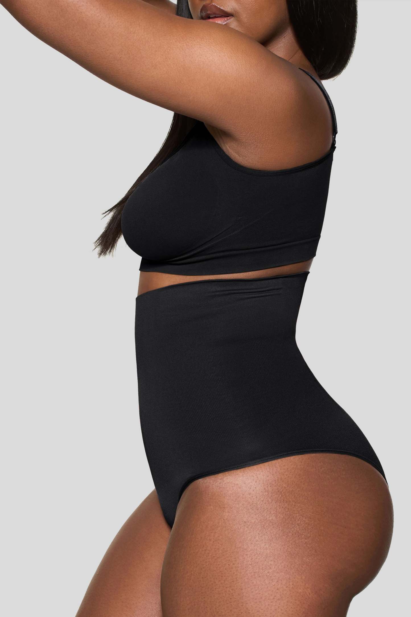 Black High-Waisted Thong Shapewear