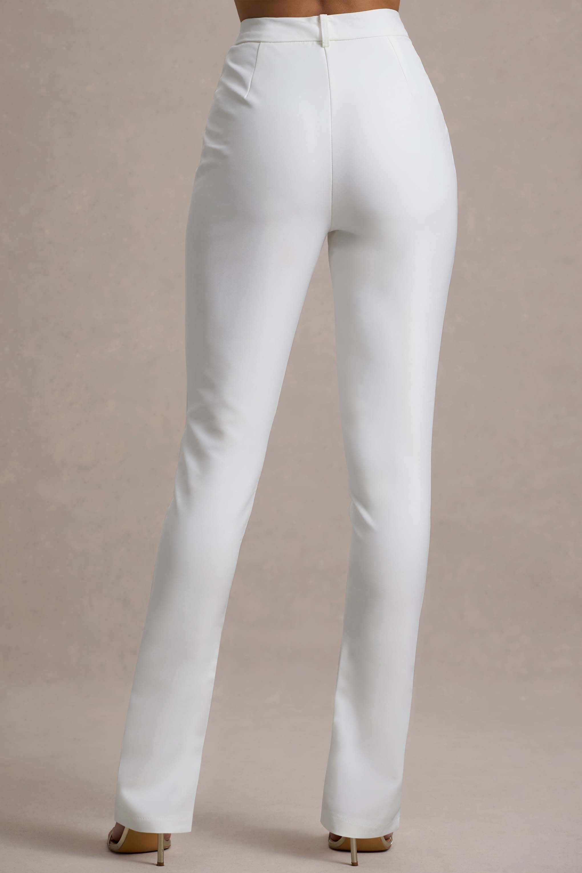 Wonder Woman | White High Waist Tailored Trousers With Hem Split