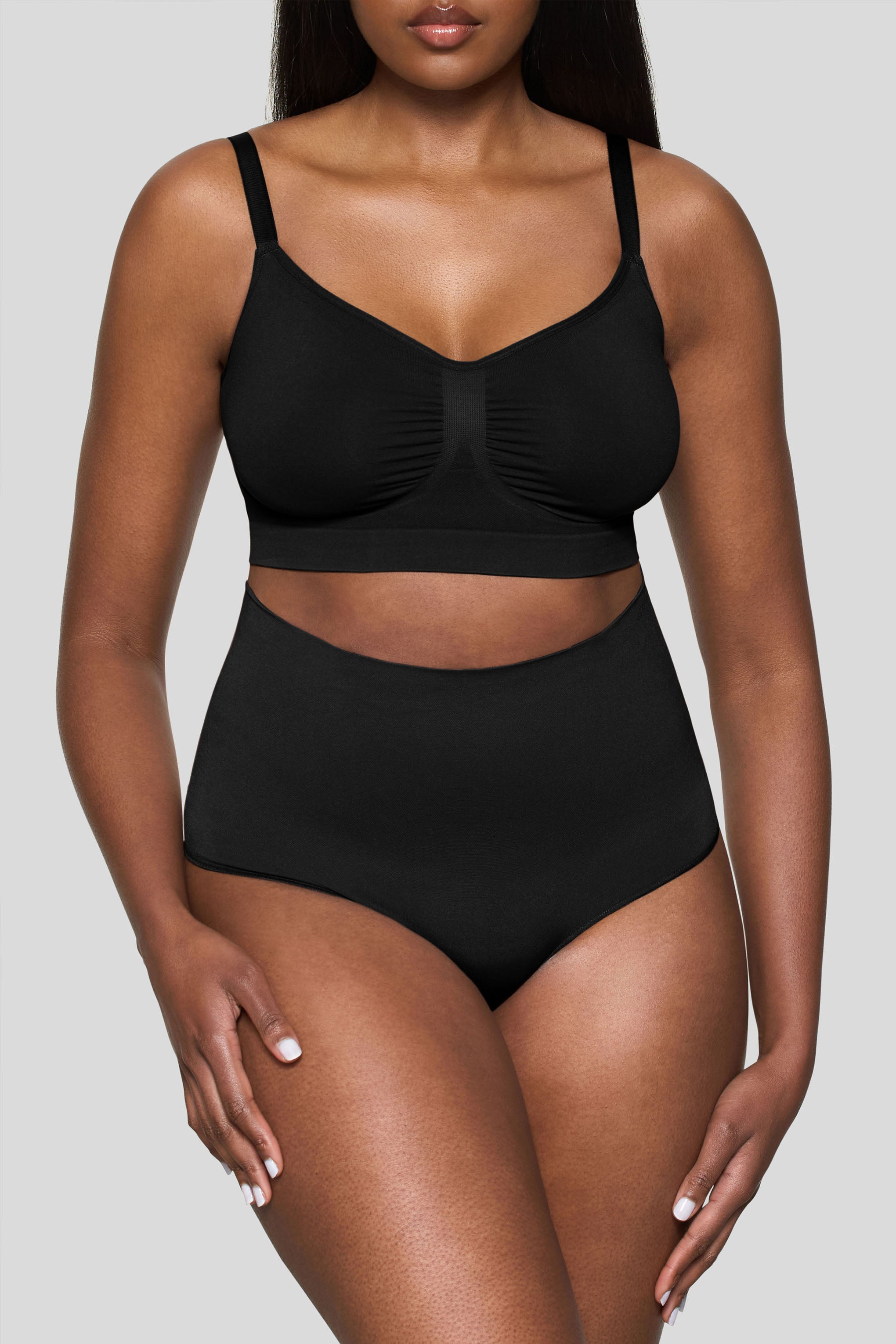 Black Short-Waisted Thong Shapewear