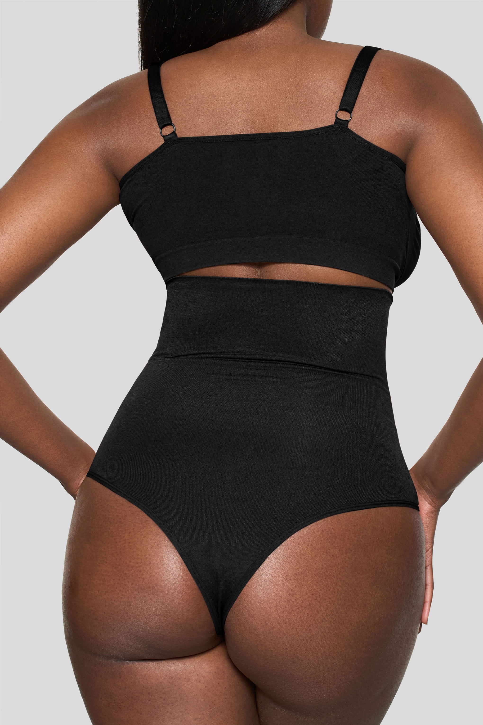 Black High-Waisted Thong Shapewear