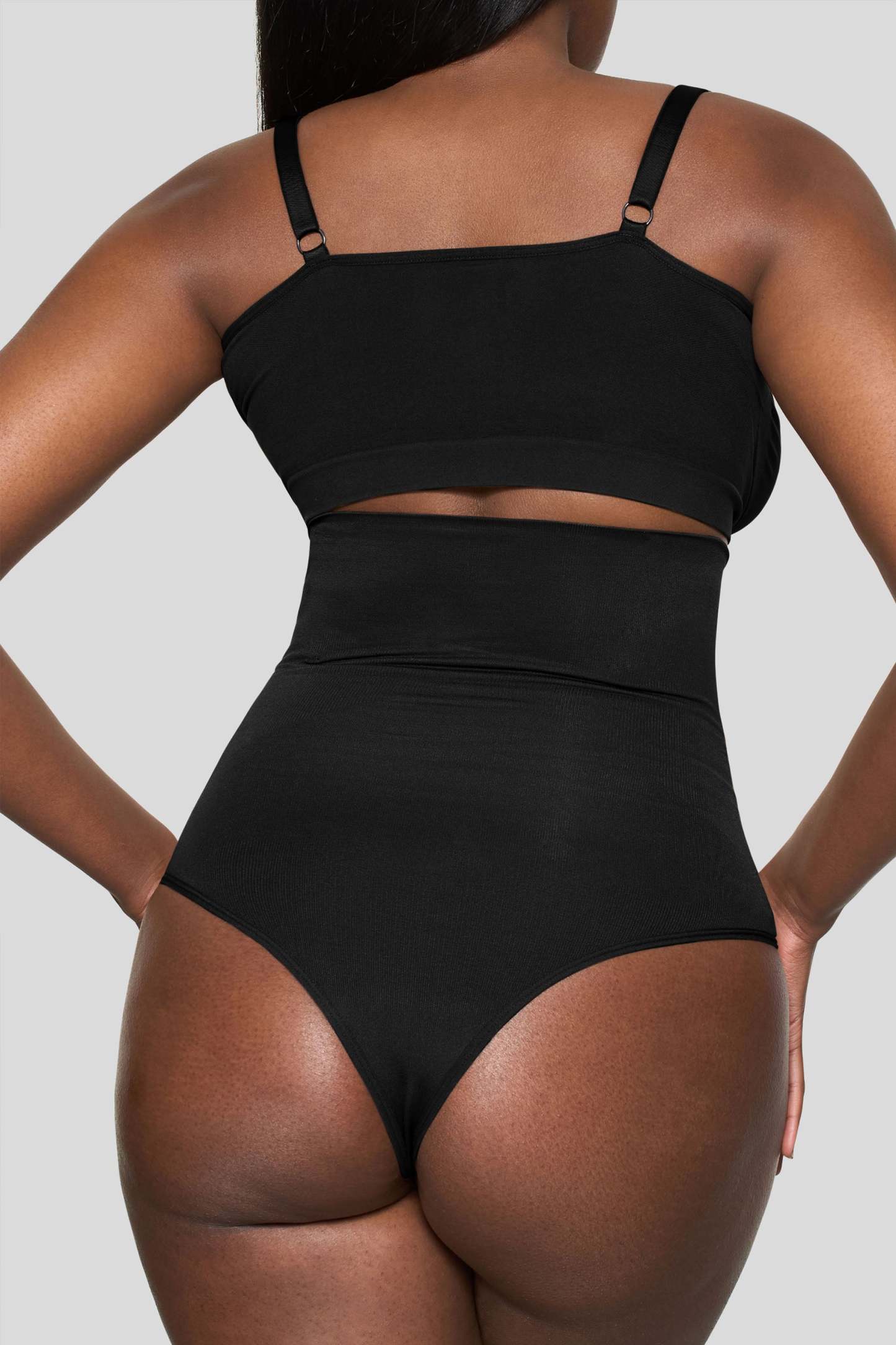 Black High-Waisted Thong Shapewear
