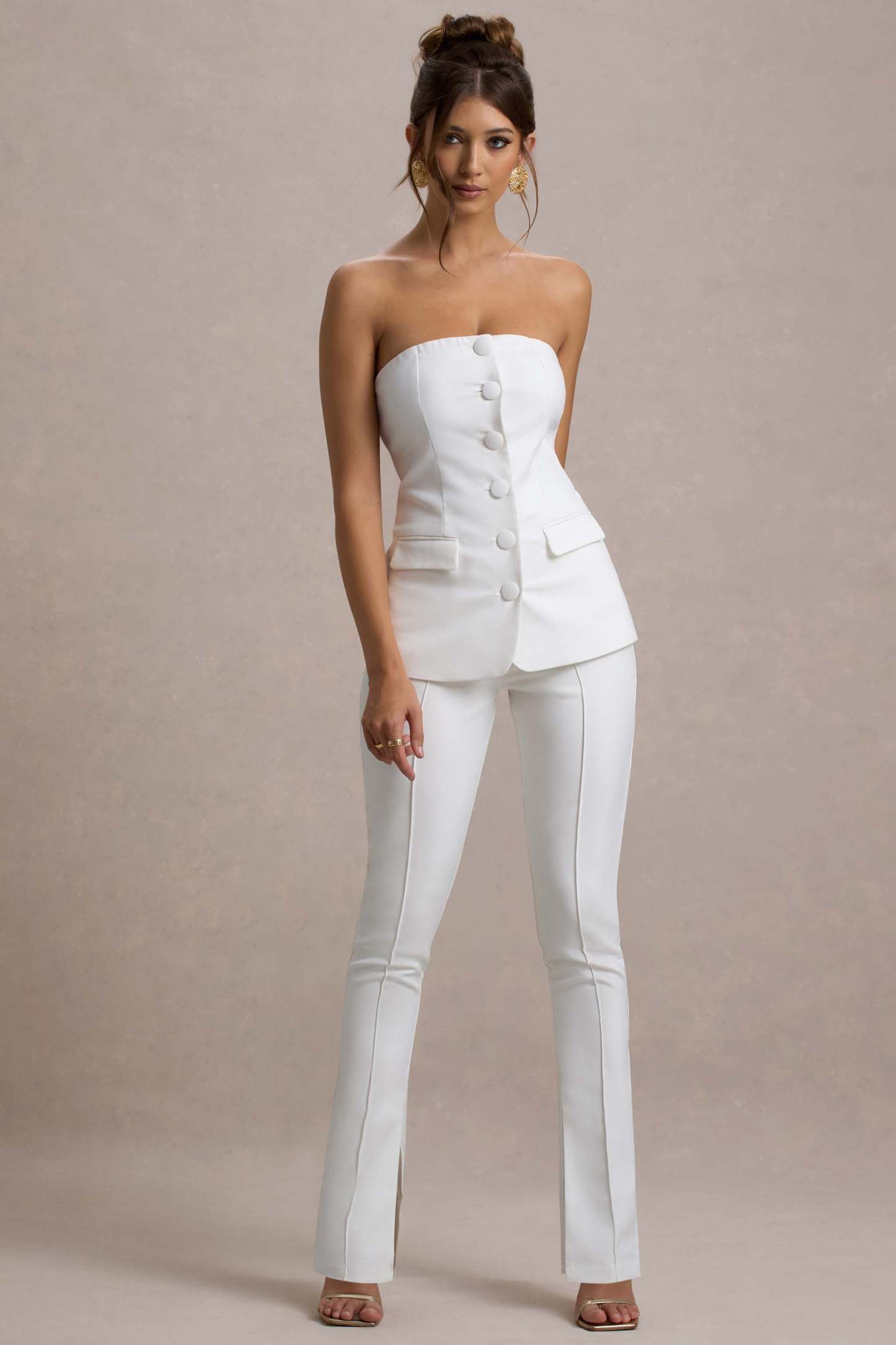 Wonder Woman | White High Waist Tailored Trousers With Hem Split