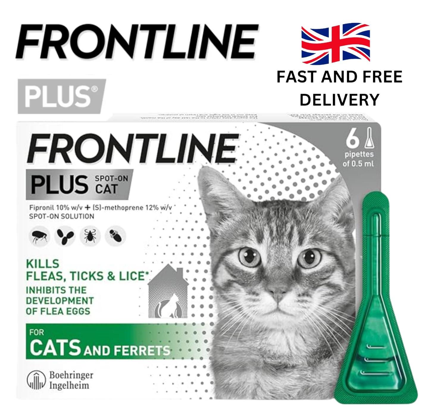 FRONTLINE Plus Flea & Tick Treatment for Cats and Ferrets - 6 Pipettes