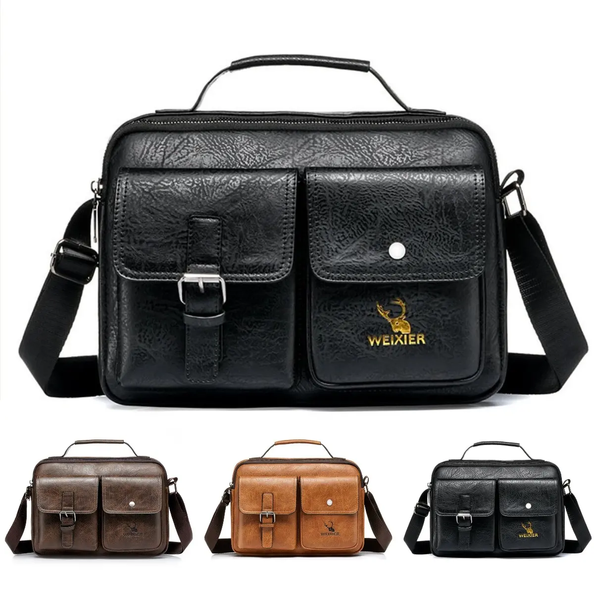 👜 Ανδρική τσάντα ώμου από γνήσιο δέρμα, ρετρό στυλ, νέα του 2025