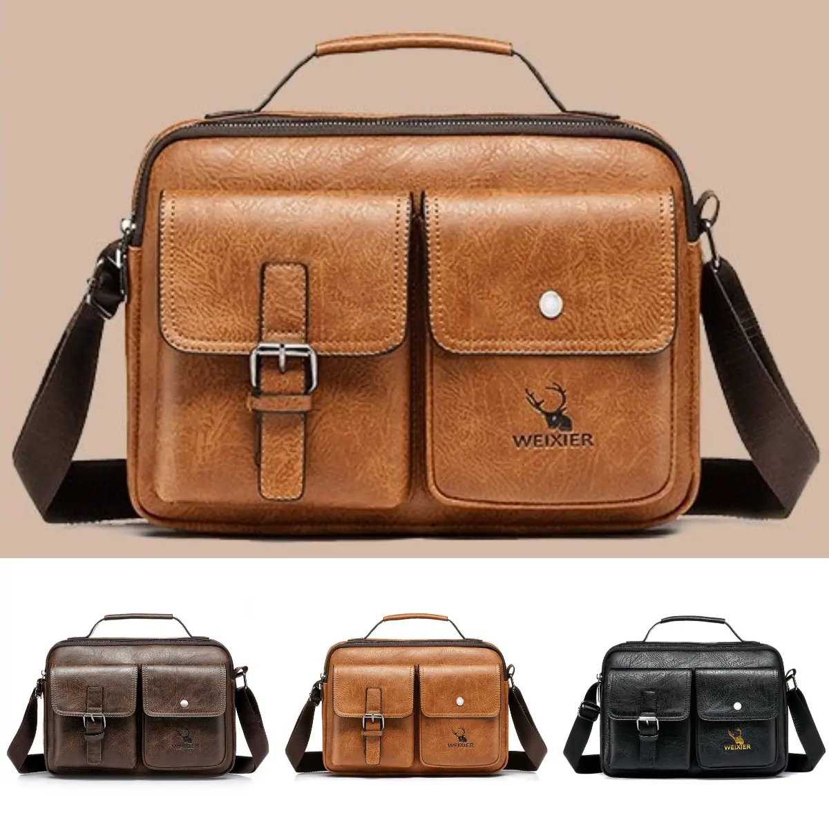 👜 Ανδρική τσάντα ώμου από γνήσιο δέρμα, ρετρό στυλ, νέα του 2025