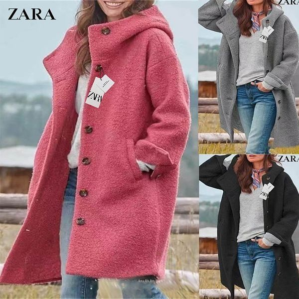 [ZARA®]💗💃2023 Есен и зима Нова висококачествена вълнена риза с яка Дамско вълнено яке