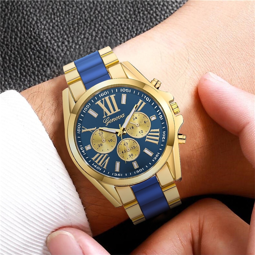 Men's Quartz Watch with Bracelet Set Luxury Business Analog Wristwatch Stainless Steel Strap Watch Male Watch Gift 2023 - US $9.89 –P5