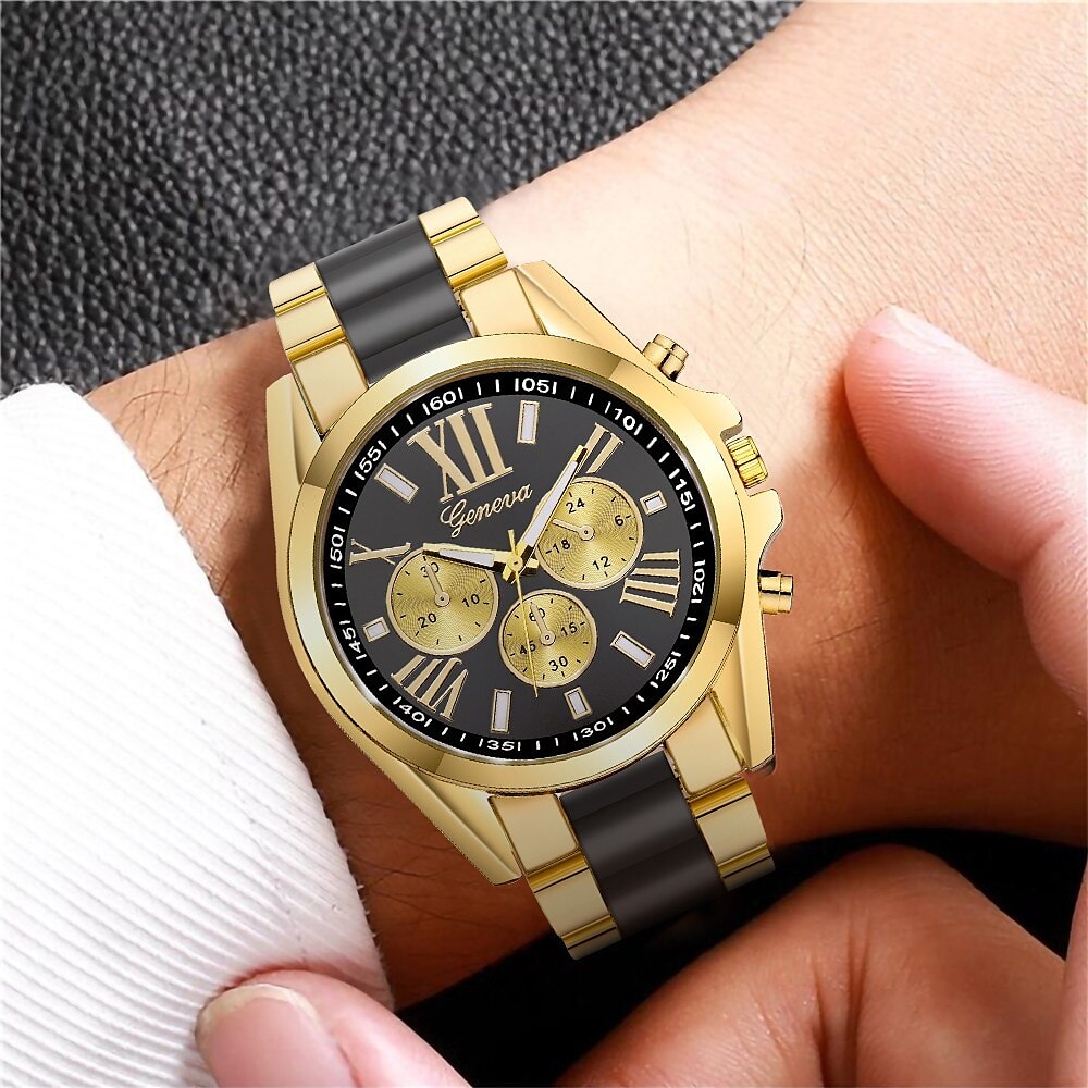Men's Quartz Watch with Bracelet Set Luxury Business Analog Wristwatch Stainless Steel Strap Watch Male Watch Gift 2023 - US $9.89 –P4