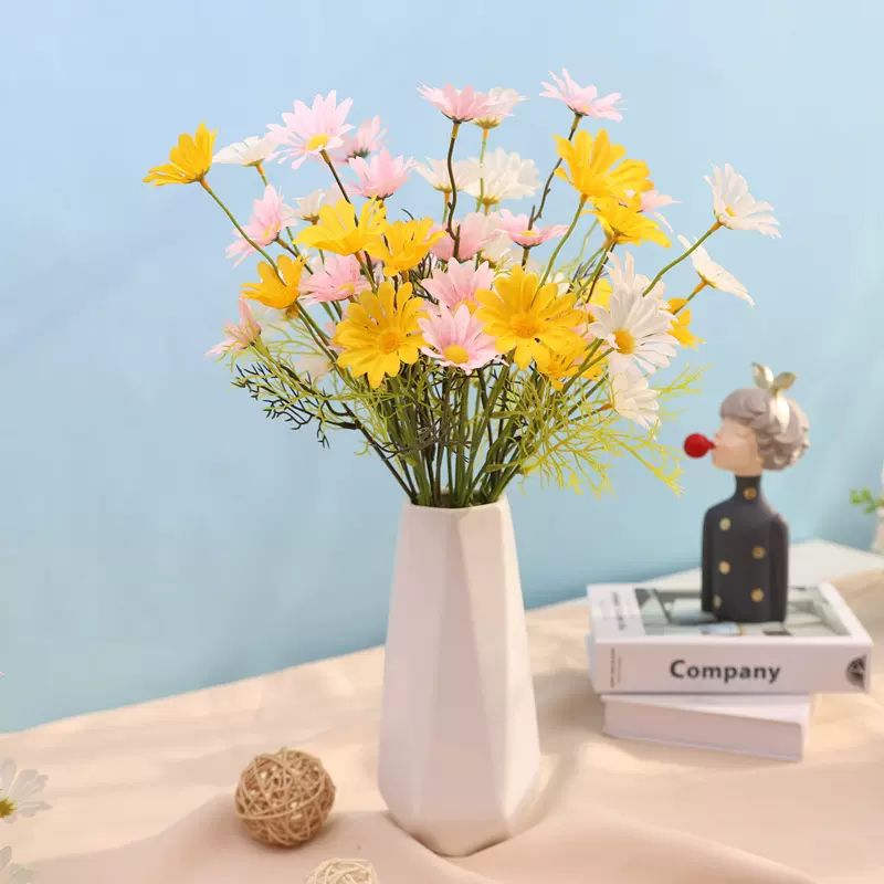 N.F Artificial Flowers, Daisies, 8 Yellow + 8 White + 8 Pink
