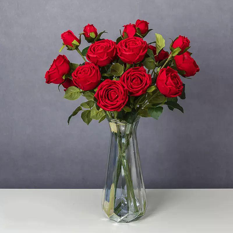 N.F Artificial Flowers, 12 Roses, Red