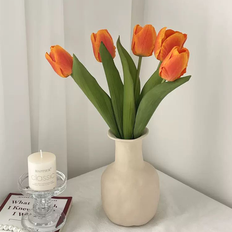 N.F Artificial Flowers, Lavenders, 5 Tulips, Orange