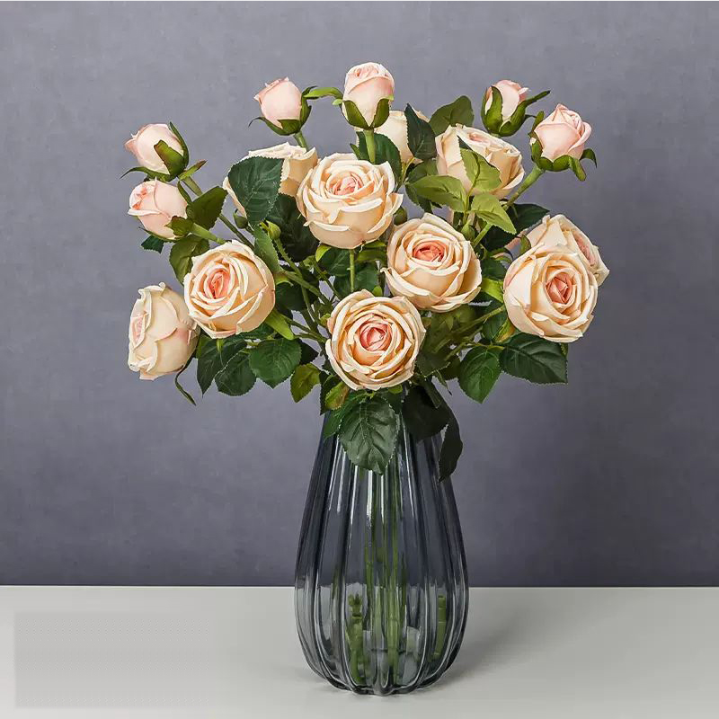 N.F Artificial Flowers, 12 Roses, Golden