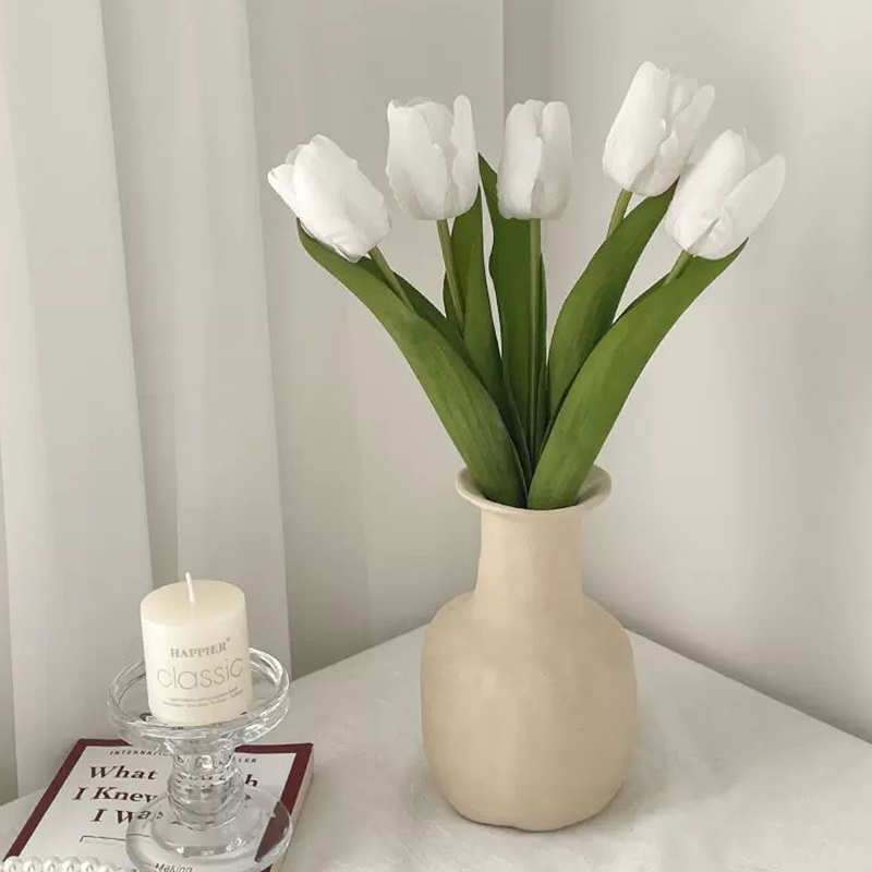 N.F Artificial Flowers, Lavenders, 5 Tulips, White