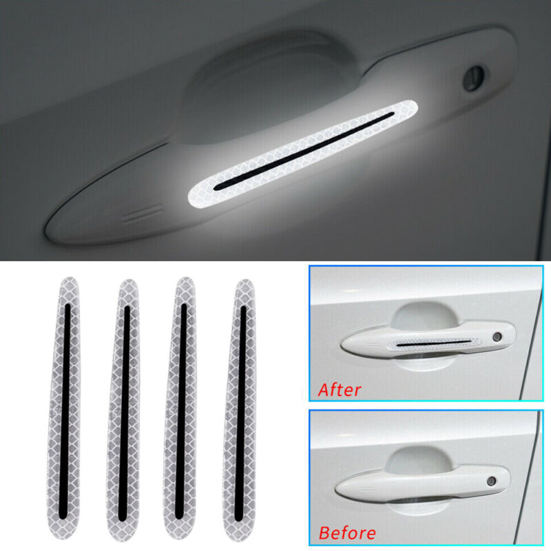 4* Night Reflective Strip Car Door Handle Stickers Safety Distance Warning Decal