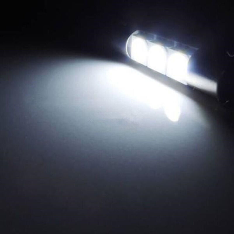 4pc White 31mm 3-SMD LED Light Bulbs For Car Sun Visor Vanity Mirror Fuse Lamp