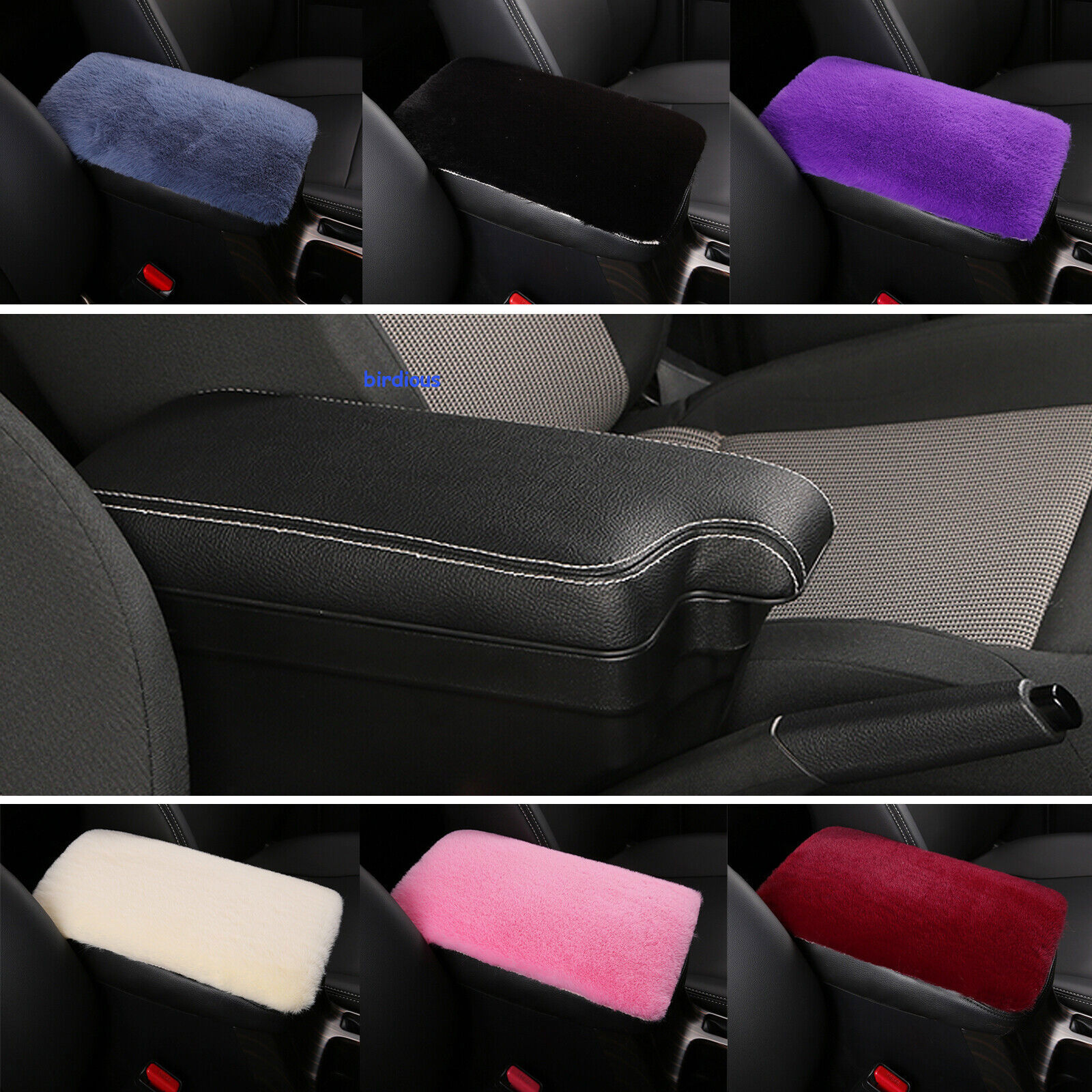 Universal Warm Fur Plush Car Armrest Box Cover Mat Soft Pad Cushion Protector