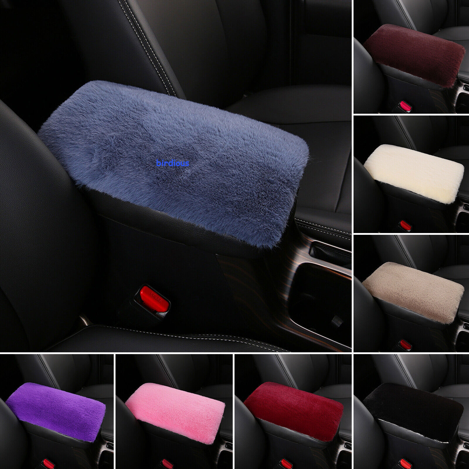 Universal Warm Fur Plush Car Armrest Box Cover Mat Soft Pad Cushion Protector