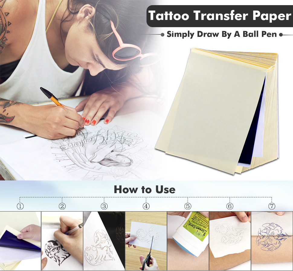 100 Sheets Tattoo Stencil Transfer Paper for Tattooing Blue
