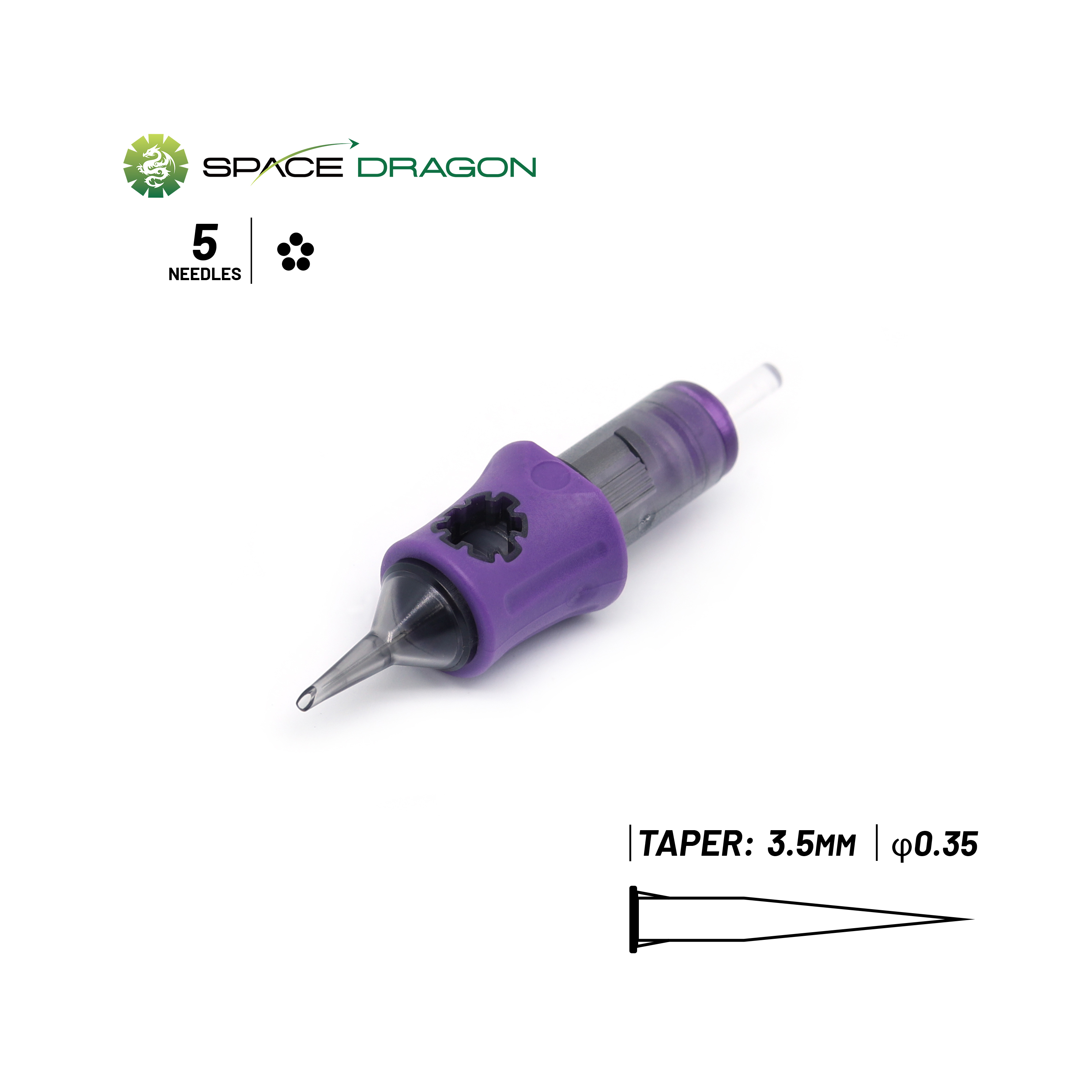 Spacedragon SP5 #12 0.35mm Round Shader Tattoo Cartridge Needle