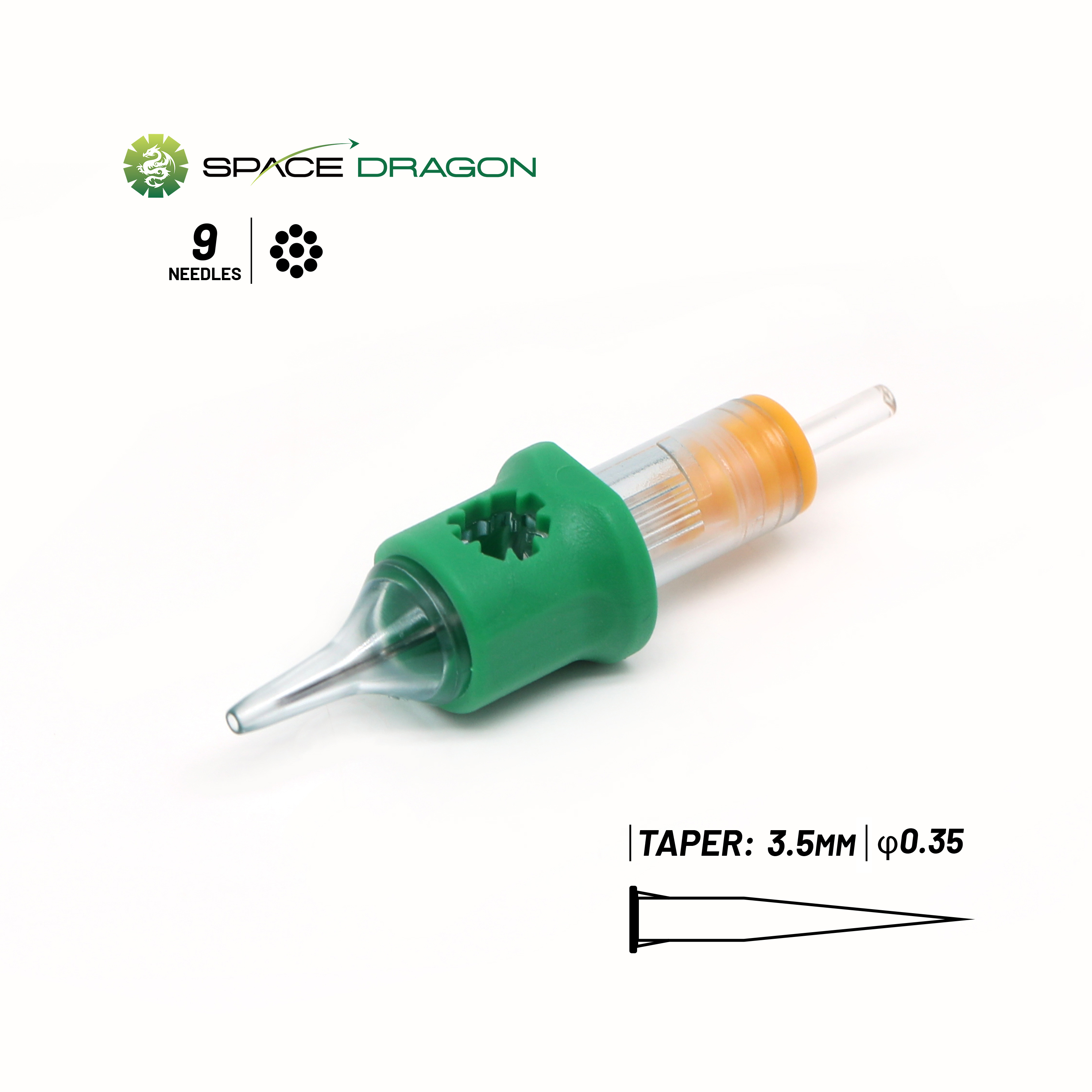 SpaceDragon SP4 #12 0.35mm Round Shader Tattoo Needle Cartridges