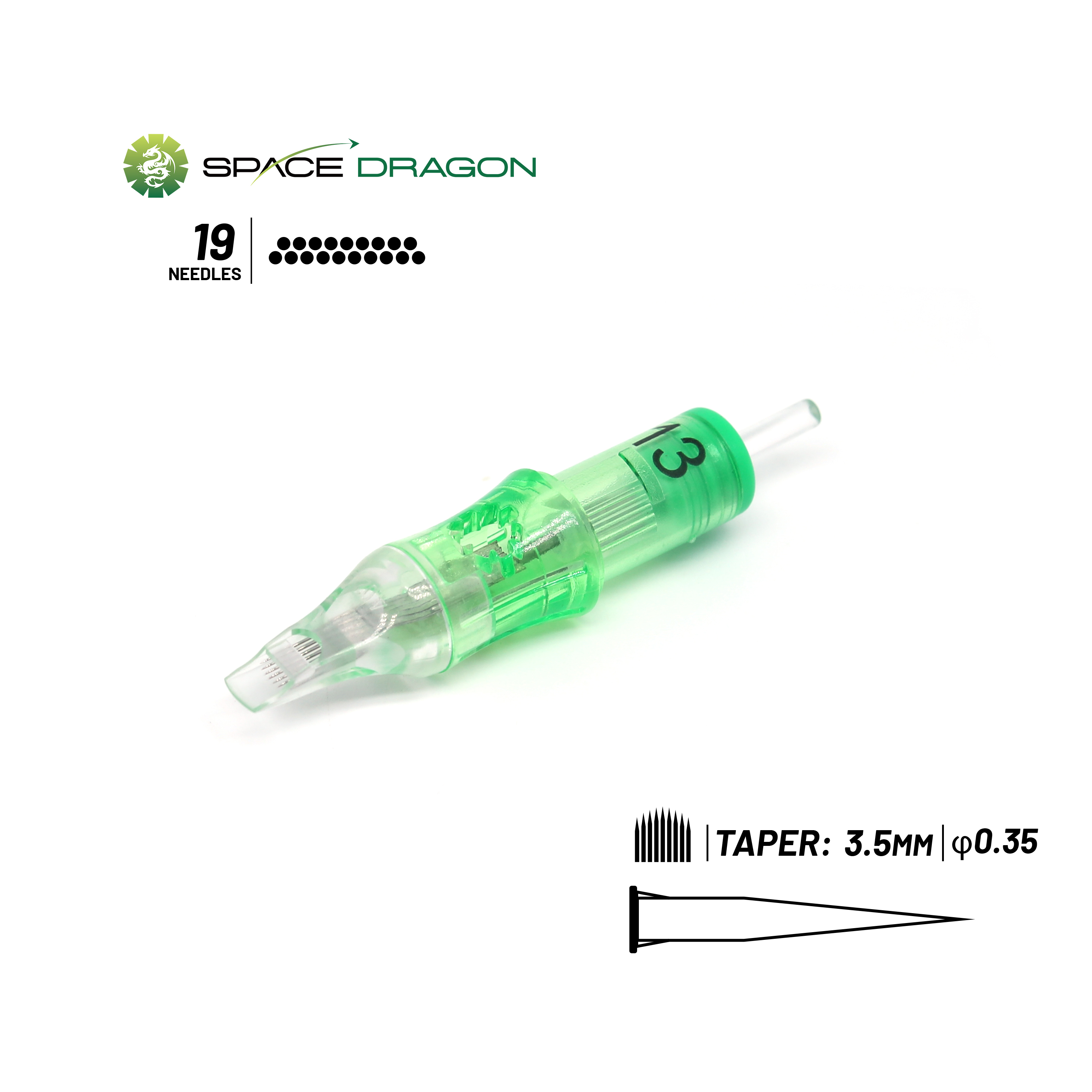 Spacedragon SP6 #12 0.35mm Round Magnum Tattoo Needle Cartridges