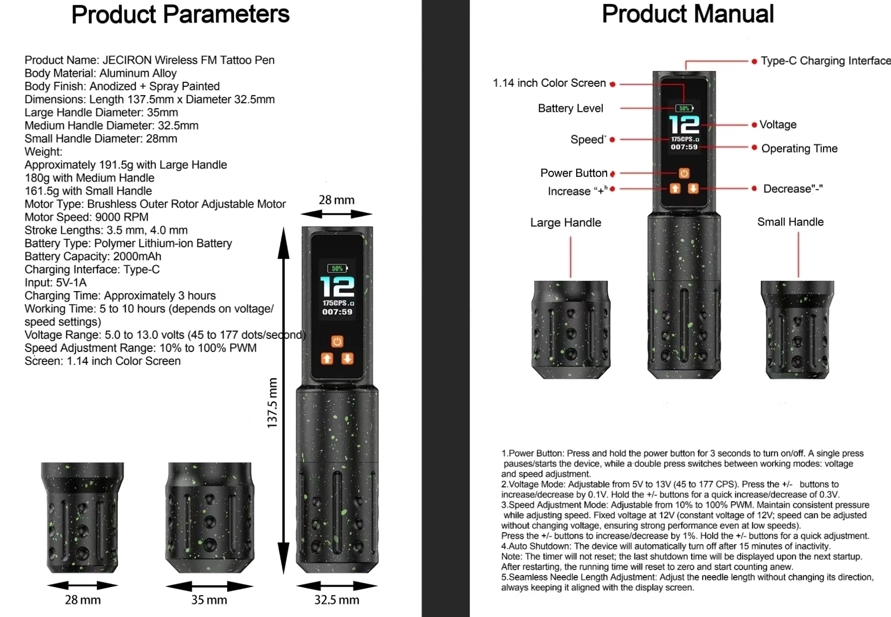New Design Wireless FM Tattoo Pen with Adjustable Speed and Seamless Needle Length Adjustment