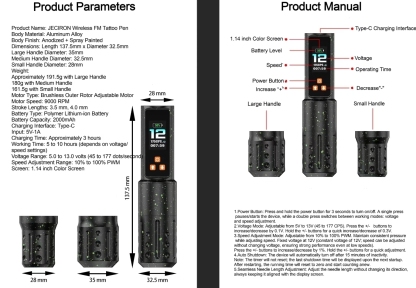 New Design Wireless FM Tattoo Pen with Adjustable Speed and Seamless Needle Length Adjustment