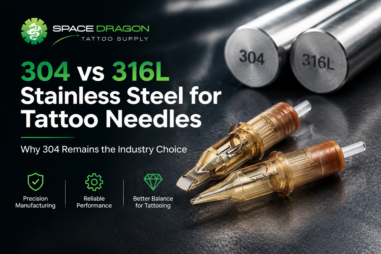 304L vs 316L stainless steel comparison for tattoo cartridge needles by Spacedragon Tattoo Supply