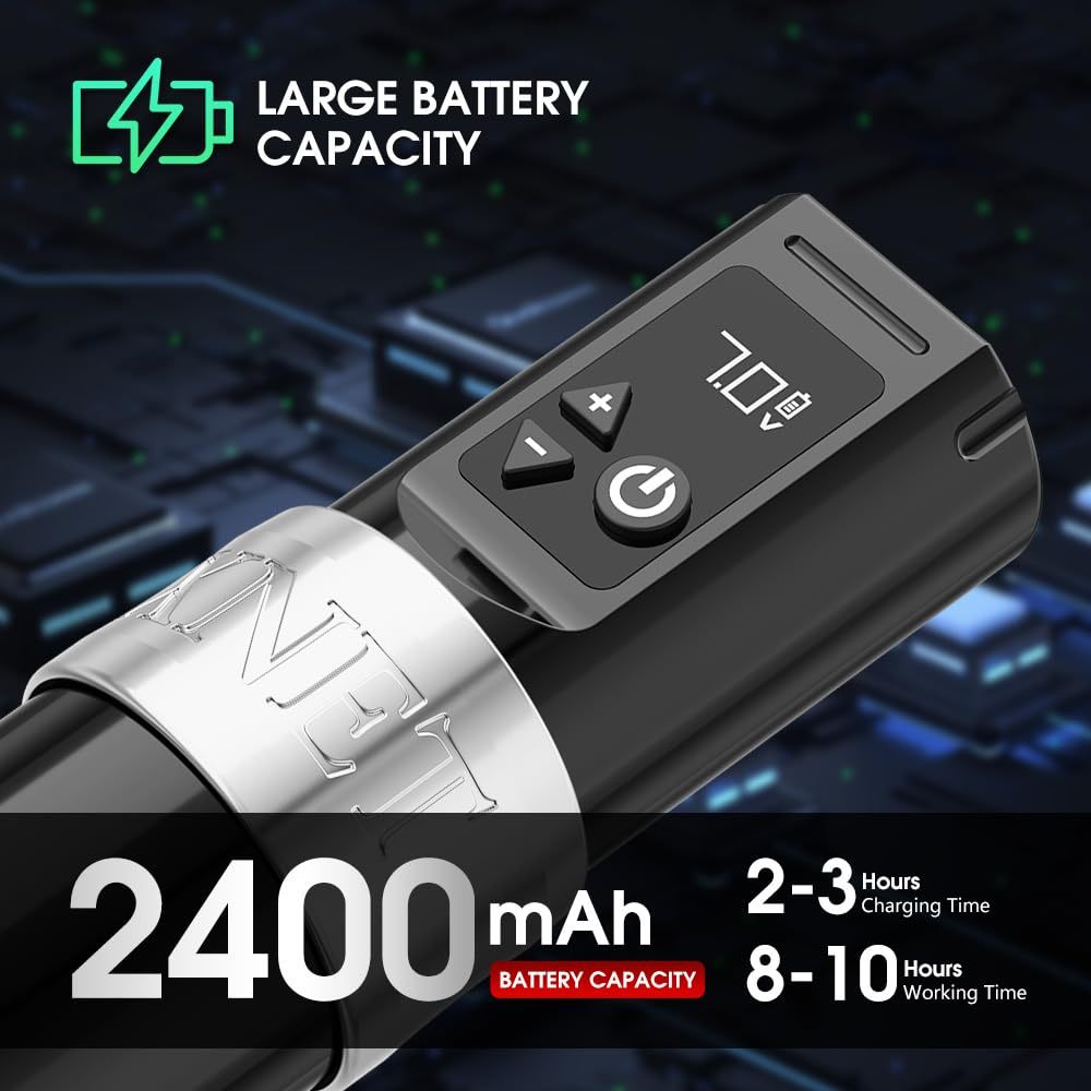 Xnet Torch Rotary Tattoo Machine with Extra Battery 2400mAh Capacity Black