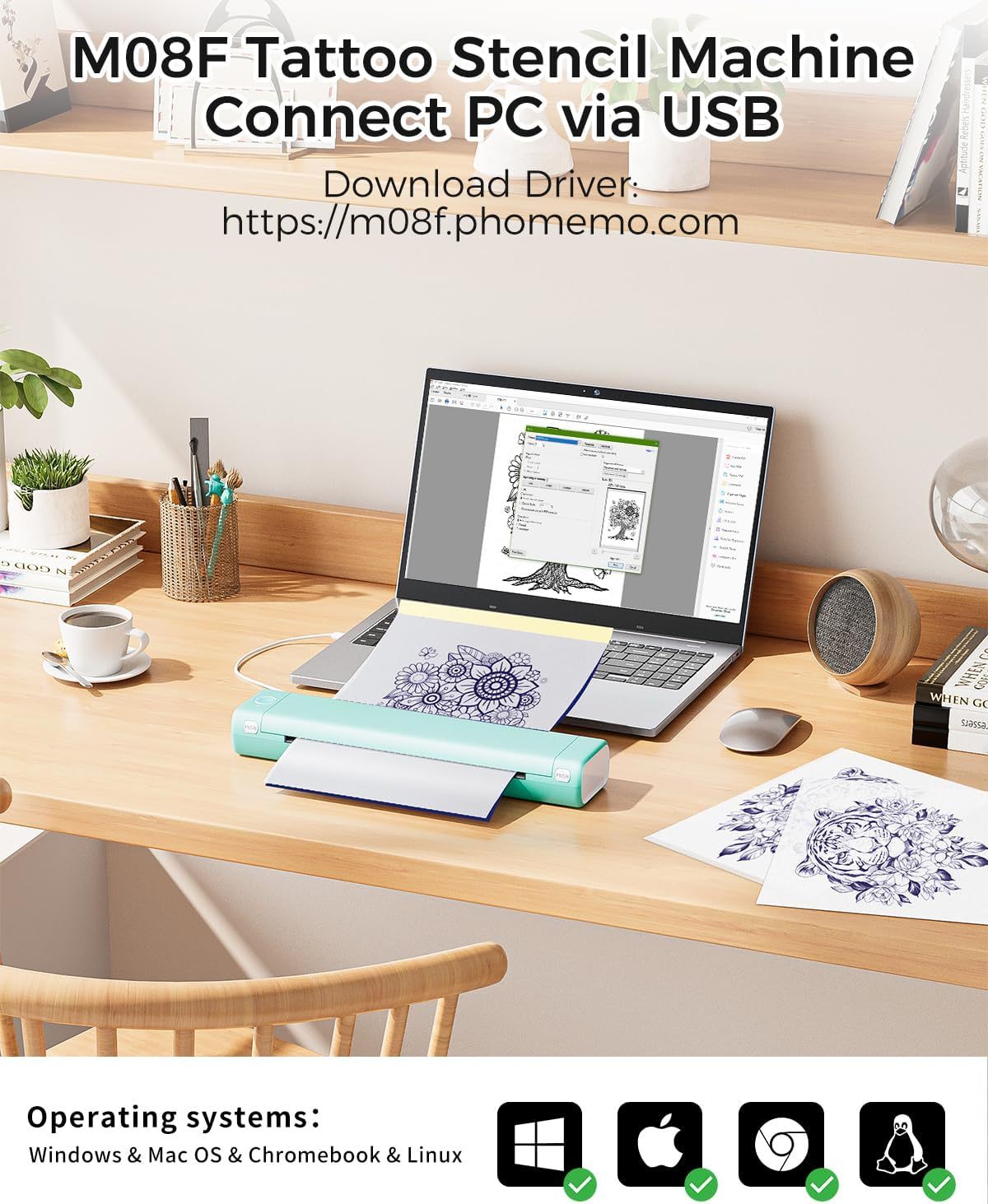 Phomemo M08F Wireless Tattoo Transfer Stencil Printer