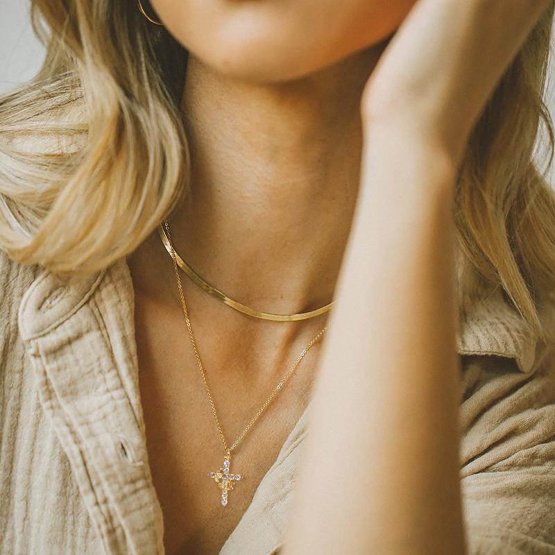 Cross Pendant Choker Necklace