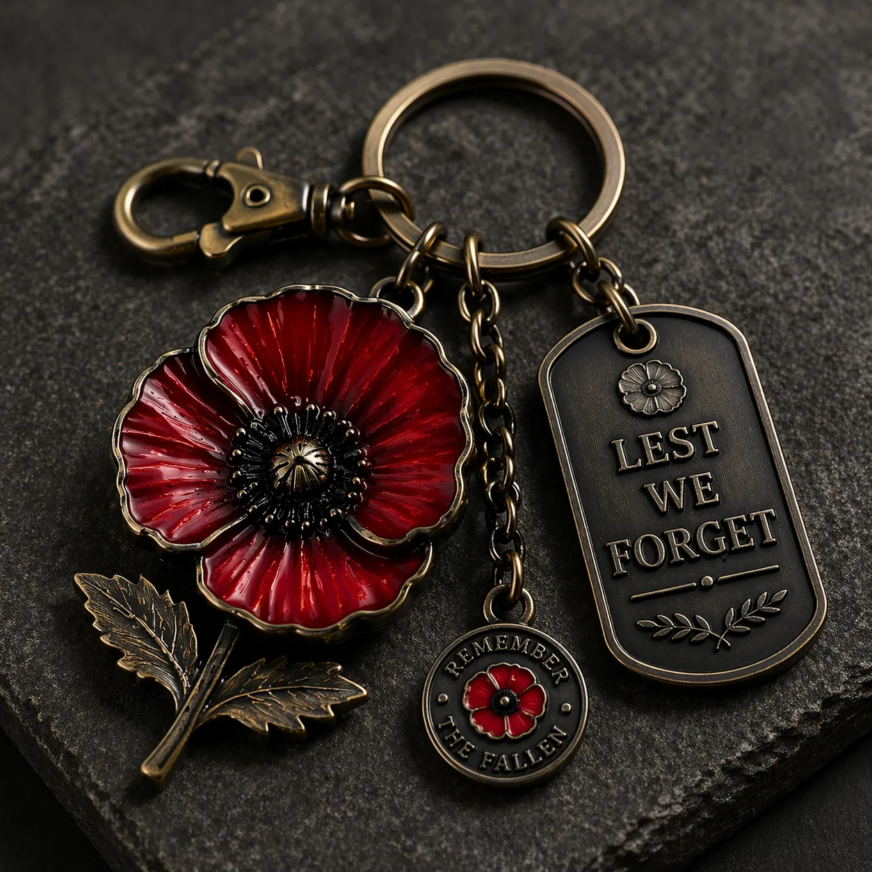 🌺 Poppy of Remembrance – For Peace, Not War Keychain 