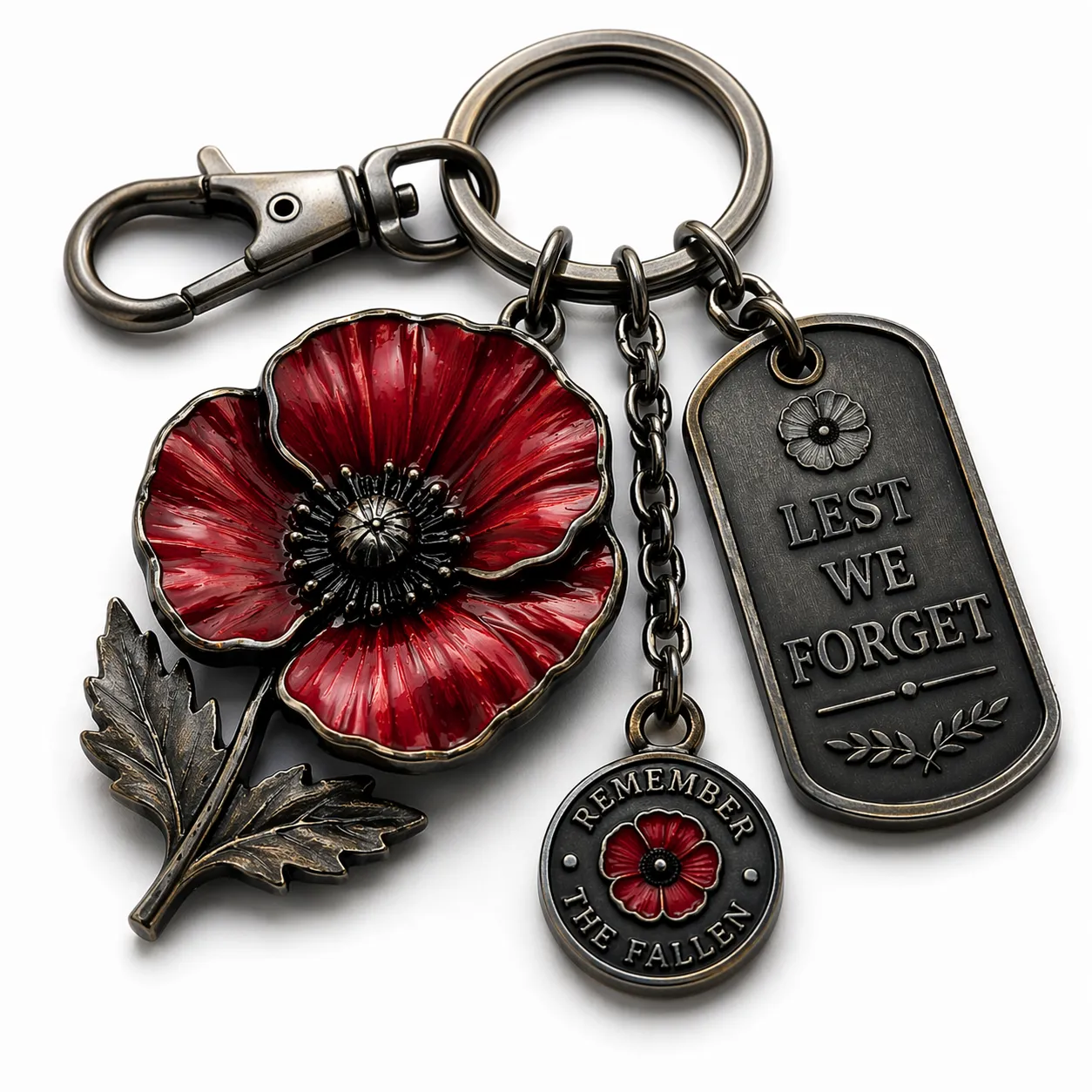 🌺 Poppy of Remembrance – For Peace, Not War Keychain 