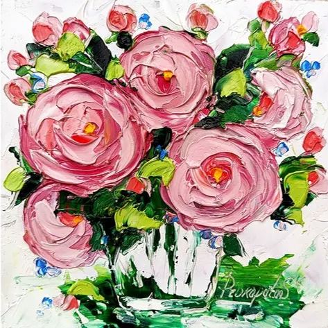 Flowers painting-Peony Impasto 