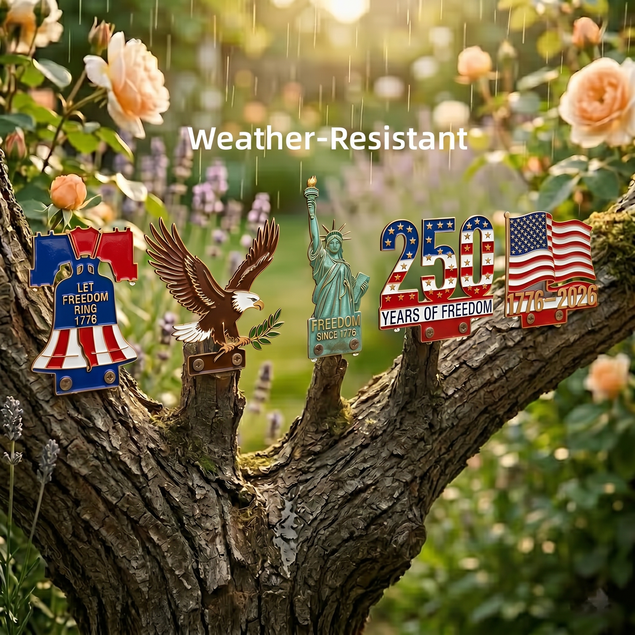 ✨ 250 Years of Freedom Fence Decor Set (1776–2026 Patriotic Garden Edition)