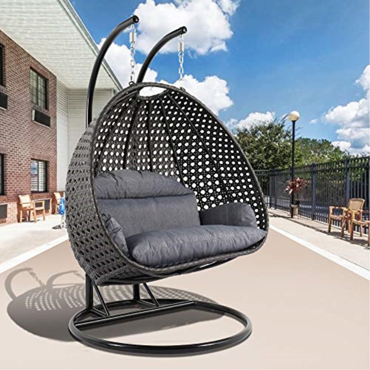 Patio Wicker Swing Chair With Stand Rain Cover Included