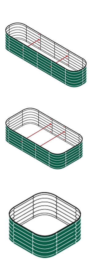 Illustrations vector shows three size of 17" tall metal planter boxes-Vegega