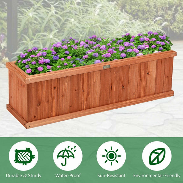 40" L x 12" W Wooden Raised Garden Bed Window Mounted Planter Box