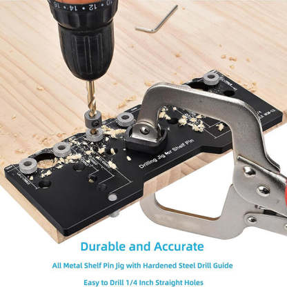 Precision Shelf-Pin Jig 1/4" & 5mm Shelf Pin Hole Drilling Jig