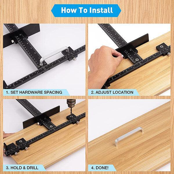 TrekDrill The Original Cabinet Hardware Jig Adjustable Template for Installation of Handles and Knobs on Doors and Drawer Fronts