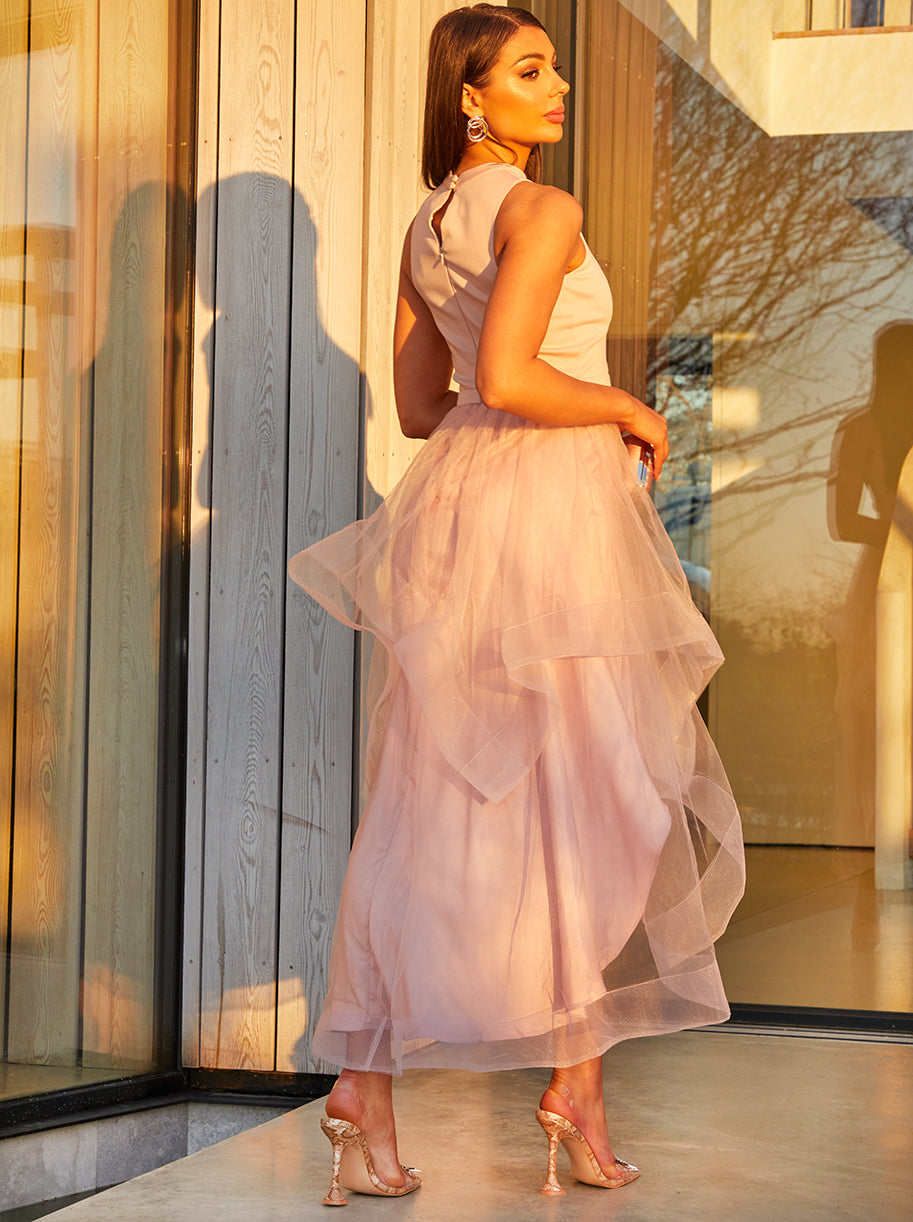 Pink tulle gown skirt best sale