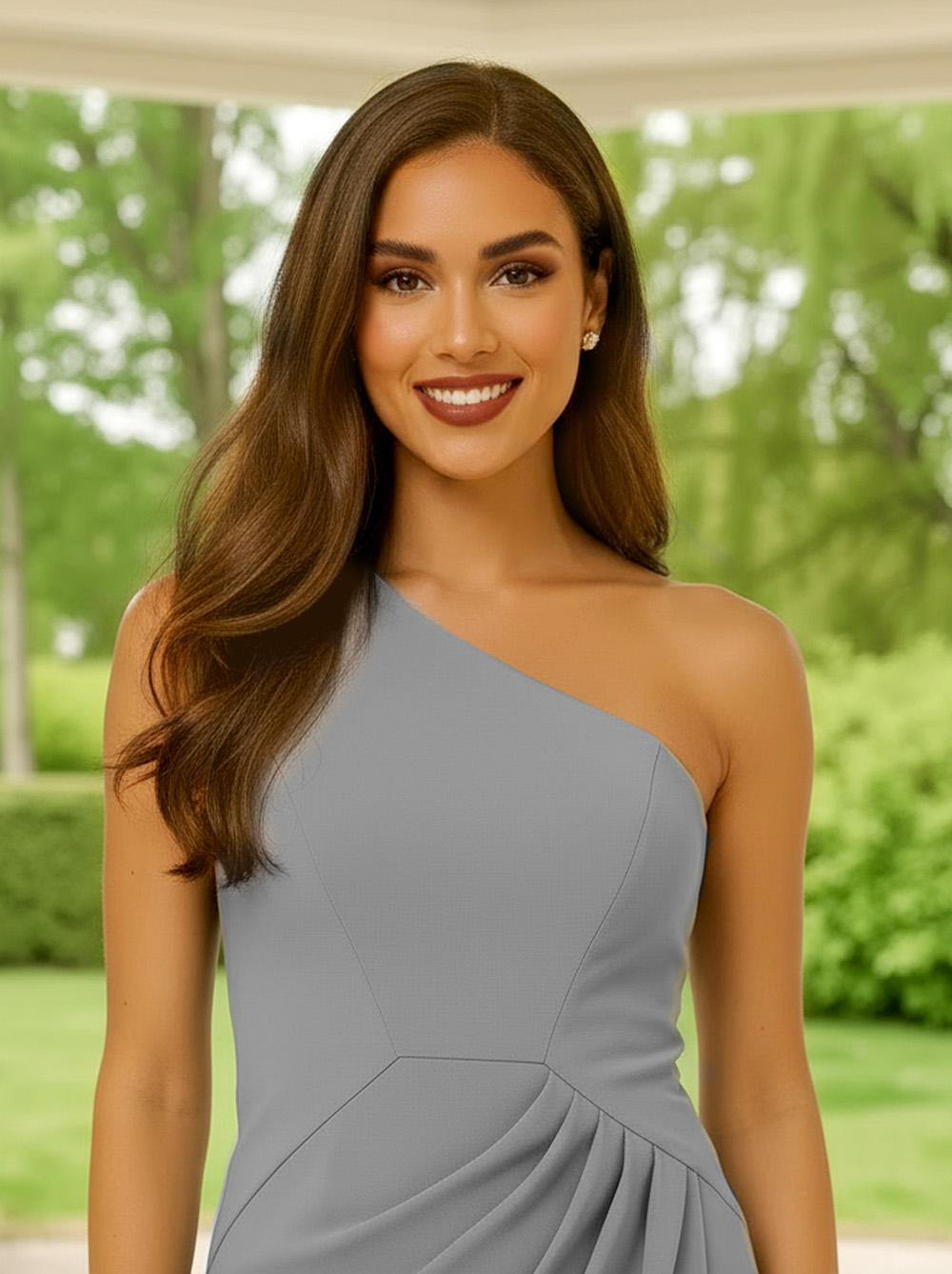 One Shoulder Maxi Dress in Sage Green