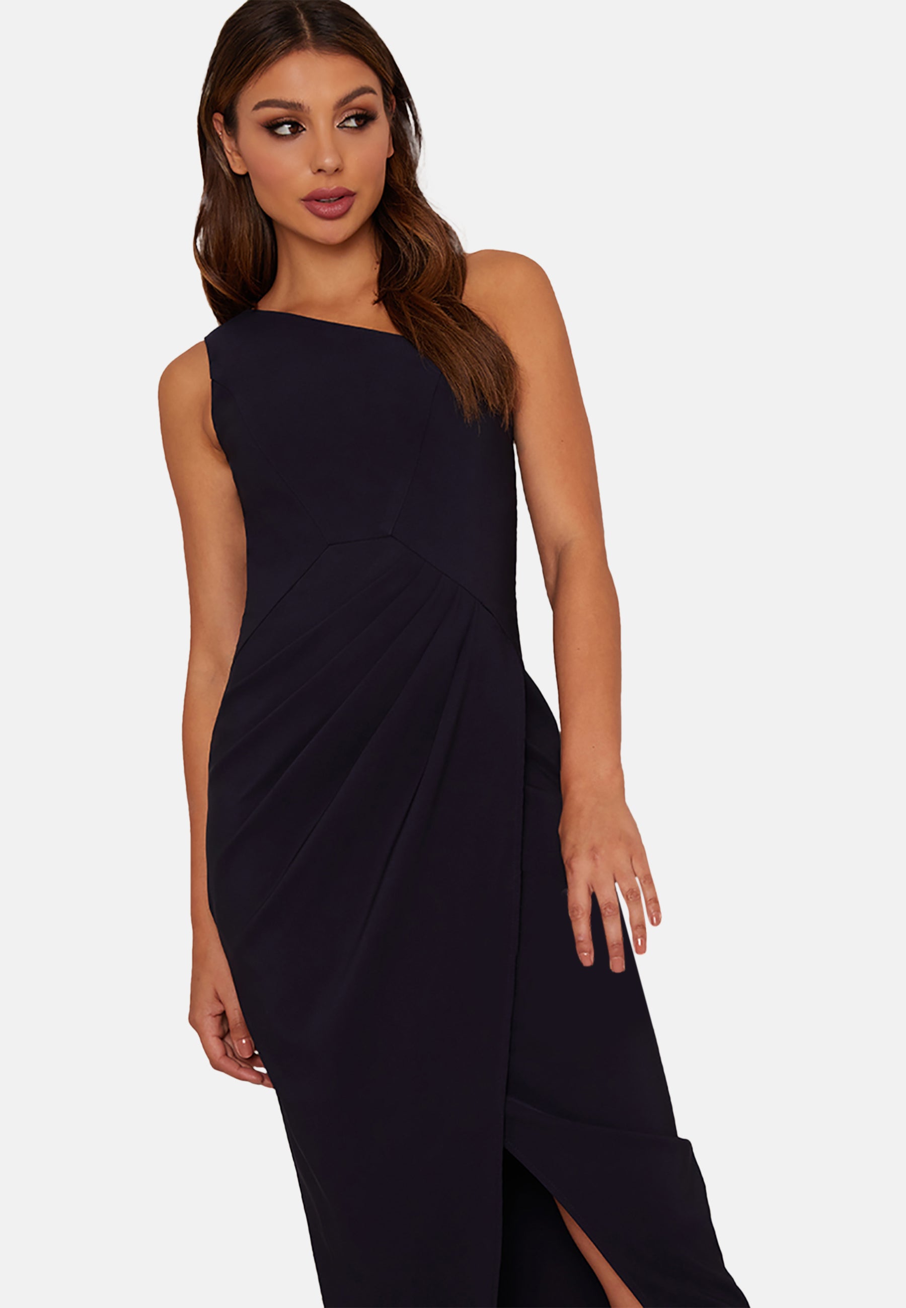 One Shoulder Bodycon Dress in Navy Blue